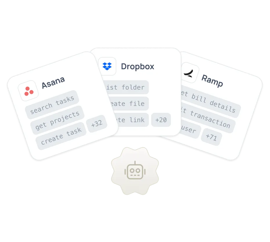 GoSearch AI agent pulling task, file, and expense data from Asana, Dropbox, and Ramp in one action