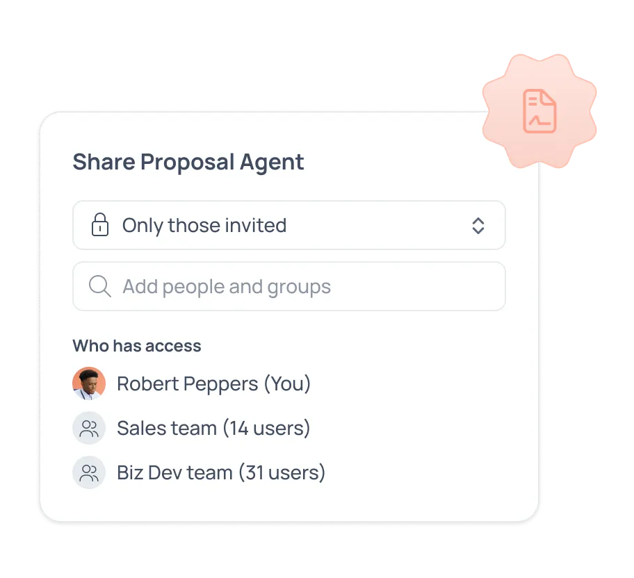 GoSearch AI agent sharing a proposal with only the people and teams invited to see it