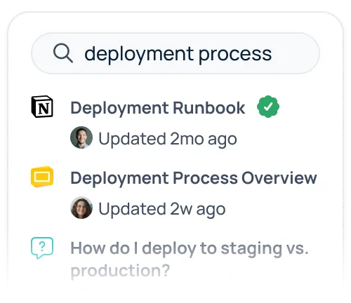 GoSearch returns precise answers from across your company's tools in a single query
