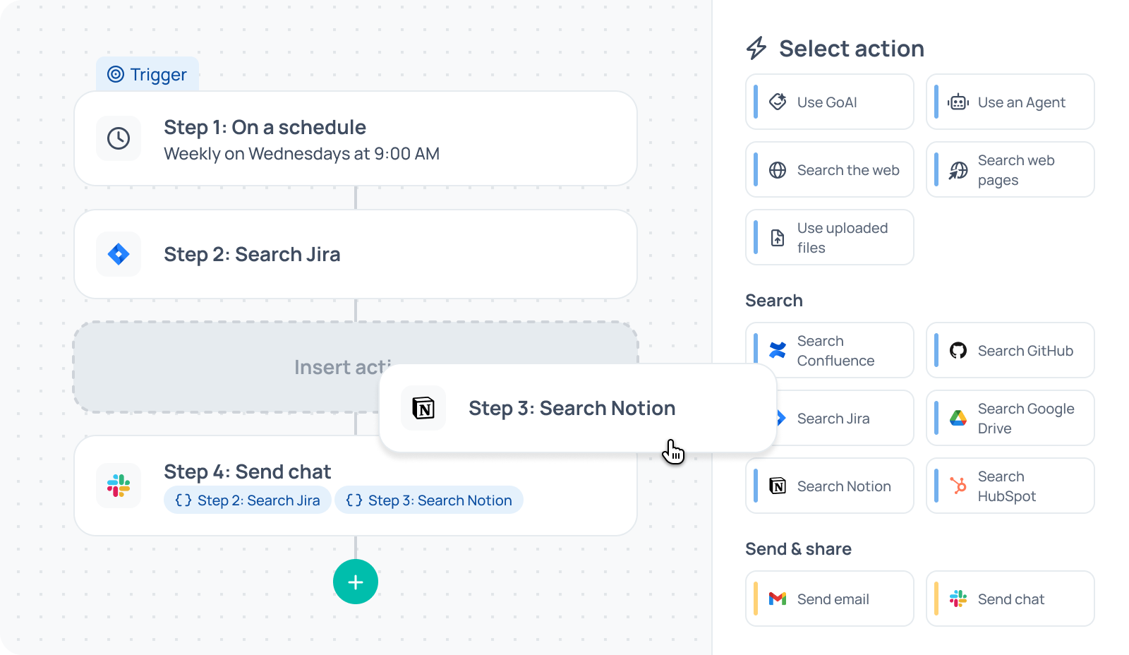 GoSearch builds a workflow that schedules a demo and notifies the team automatically
