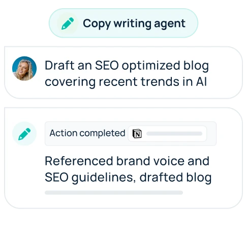 AI for marketing teams that references brand guides and past campaigns to generate on-brand copy and messaging