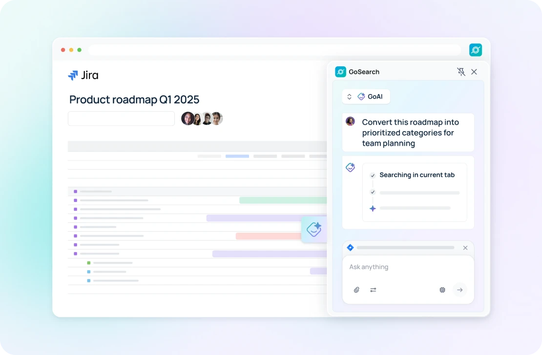 Enterprise search for product teams that surfaces the right spec, research finding, or roadmap update exactly when you need it